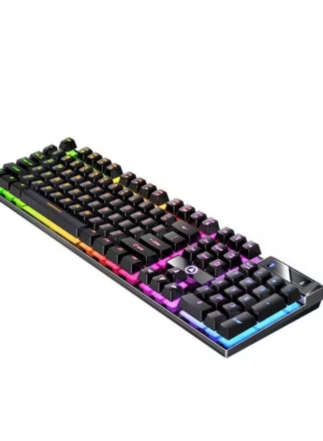 آش ذ م م لوحة مفاتيح ألعاب ميكانيكية عائمة RGB مضيئة – USB سلكية بحجم كامل 104 مفتاح بتصميم الآلة الكاتبة | مضادة للتشبع Anti-Ghosting للكمبيوتر واللابتوب | متوافقة مع Windows و Mac - Image 1